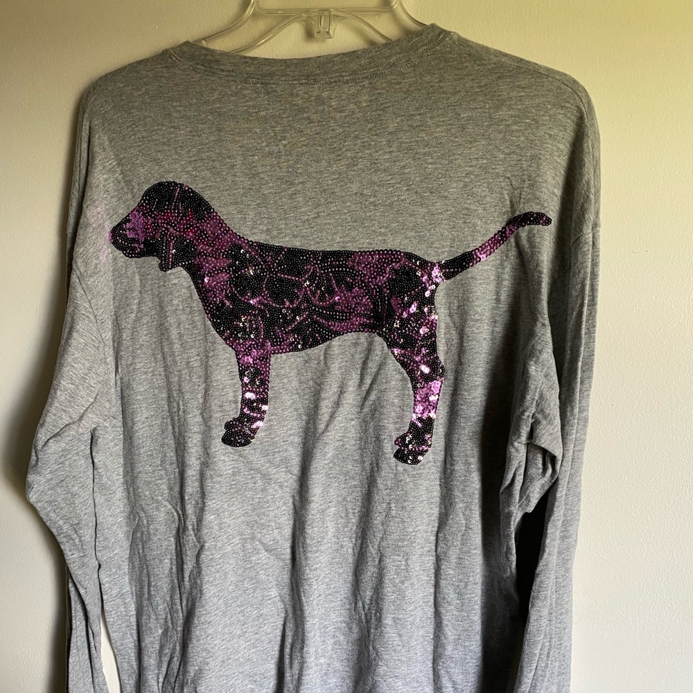 Victoria’s Secret PINK l/s grey shirt bling sequin